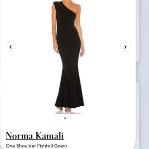 Norma Kamali one shoulder fishtail gown. Size med